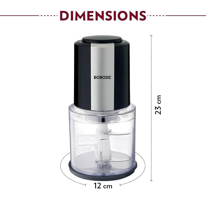 Kitchen Nest Electric Chopper for Kitchen, Twin Blade Technology, 600 ml 'chop-n-store' plastic bowl with lid, Vegetable Chopper, Cutter, Chop, Mince, Dice, Whisk, Blend, Black