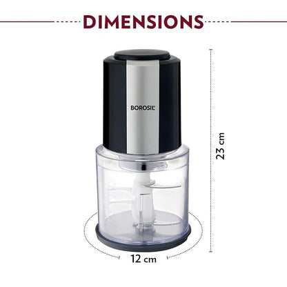Kitchen Nest Electric Chopper for Kitchen, Twin Blade Technology, 600 ml 'chop-n-store' plastic bowl with lid, Vegetable Chopper, Cutter, Chop, Mince, Dice, Whisk, Blend, Black
