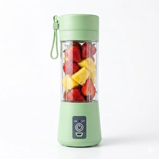 Kitchen Nest Portable Electric Nail Drill Juicer 380ML USB Rechargeable Blender Heavy Duty Juicer, 4 Blades, Mini Handheld Fruit Hand Mixer for Home & Outdoor Use (Light Green)