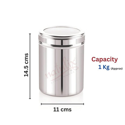 Kitchen Nest 1 Kg Stainless Steel Containers for kitchen with See Through Lid | Kitchen Containers Set | Silver (1250ml - 6pcs) Food Grains Capacity - 1kg Approx