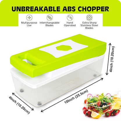 Kitchen Nest 12 in 1 Multipurpose Chopper, Fruits & Vegetable Cutters, Grater Peeler Chipser, Unbreakable Food Grade Body, Easy Push to Clean Button Slicer Dicer, Chopper for Kitchen