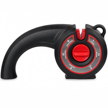 Kitchen Nest 6-in-1 Knife Sharpener for Kitchen Knives & Scissors | Manual Multi-Stage Knife Sharpening Tool with Coarse, Medium & Fine Grinding | Ergonomic Handle & Anti-Slip Base