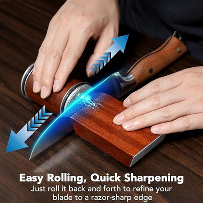 Kitchen Nest Rolling Knife Sharpener, Knife Sharpening with Diamonds Made Easy, Knife Sharpeners Kit with 15 & 20 Degree Magnetic Angle, Kitchen Gadgets Birthday Gifts for Men Dad Husband Fathers