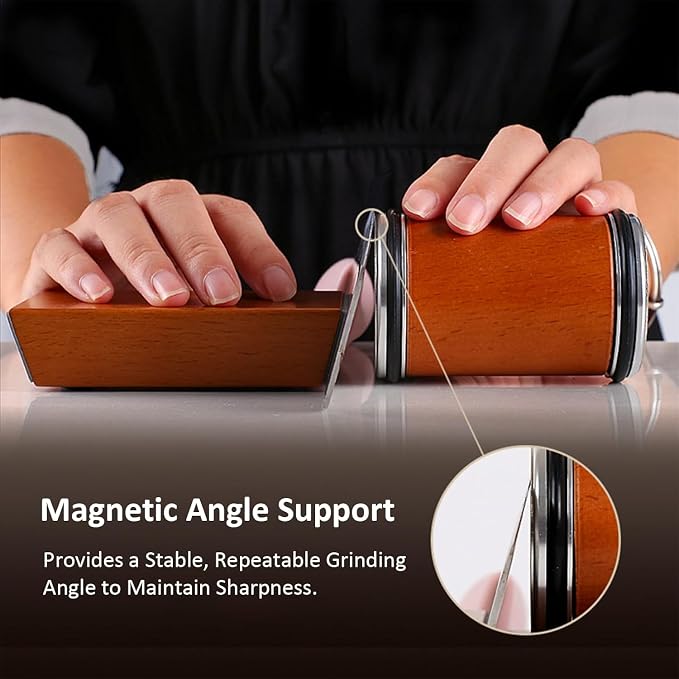 Kitchen Nest Rolling Knife Sharpener, Knife Sharpening with Diamonds Made Easy, Knife Sharpeners Kit with 15 & 20 Degree Magnetic Angle, Kitchen Gadgets Birthday Gifts for Men Dad Husband Fathers