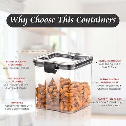 Kitchen Nest Plastic Kitchen Containers Set, Air Tight Container For Kitchen Storage Set, Kitchen Accessories Items, Kitchen Organizer Items And Storage Containers (Transparent, 700 ML Set Of 8)