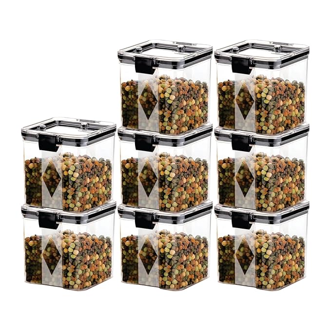 Kitchen Nest Plastic Kitchen Containers Set, Air Tight Container For Kitchen Storage Set, Kitchen Accessories Items, Kitchen Organizer Items And Storage Containers (Transparent, 700 ML Set Of 8)