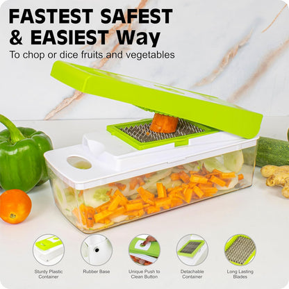 Kitchen Nest 12 in 1 Multipurpose Chopper, Fruits & Vegetable Cutters, Grater Peeler Chipser, Unbreakable Food Grade Body, Easy Push to Clean Button Slicer Dicer, Chopper for Kitchen