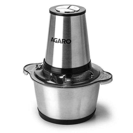 Kitchen Nest Vegetable & Meat Chopper for Kitchen, Garlic Peeler, Egg Whisker, 2L Bowl, 400W Motor, 3 Speed Settings, Meat Grinder, Vegetable Mixer, Stainless Steel Body, Onion, Garlic, Fruits.