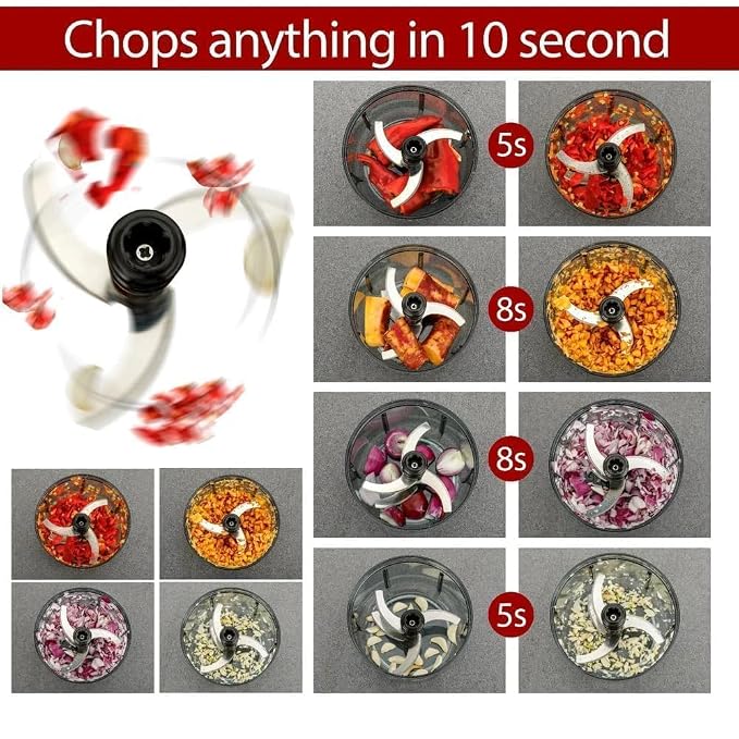 Kitchen Nest Chopper for Kitchen Use, 900ml Push Chopper with 5 Blades, Vegetable Cutter Kitchen Accessories Items for Home Cutting Vegetables, Onion, Ginger, Garlic, Salad, Tomato, Potato (Pista)
