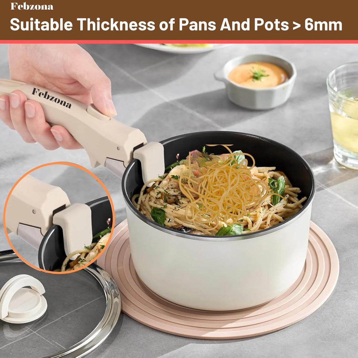 Kitchen Nest Pot Handle-Detachable Holders Cookware hot Utensil Vessel pan Holder Detachable Handle for Utensils Idukki pakad Tongs sansi sandasi pakkad for Kitchen-Removable Handle(White)