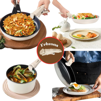 Kitchen Nest Pot Handle-Detachable Holders Cookware hot Utensil Vessel pan Holder Detachable Handle for Utensils Idukki pakad Tongs sansi sandasi pakkad for Kitchen-Removable Handle(White)
